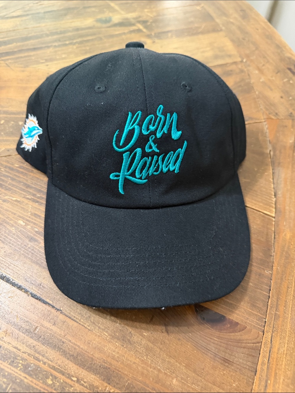 Miami Dolphins Born & Raised Black Teal Embroidered Cap -